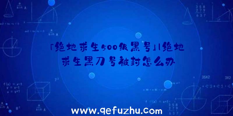 「绝地求生500级黑号」|绝地求生黑刀号被封怎么办